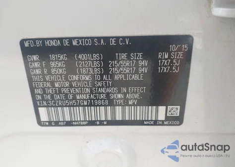 2016 Honda Hr-V Ex z USA, uszkodzony, nr VIN 3CZRU5H57GM719868